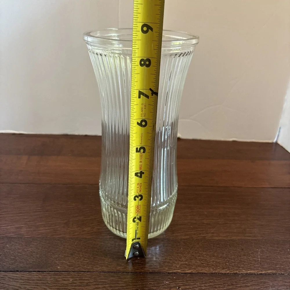 Vintage Hoosier Glass Vase Clear Ribbed 8 1/2